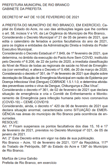 DECRETO SUSPENSAO PONTO FACULTATIVO