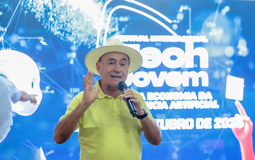 “O TechJovem Digital é uma vitrine para mostrar como Rio Branco avançou na área de tecnologia e informação, com palestras de pessoas que são exemplos para o mundo”, afirmou o prefeito. (Foto: Val Fernandes/Secom)